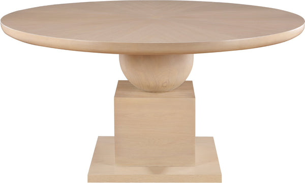 Meridian Furniture Rishal Square Dining Table with Sculptural Geometric Base Seats Six for Modern Interiors Natural 944Natural-T