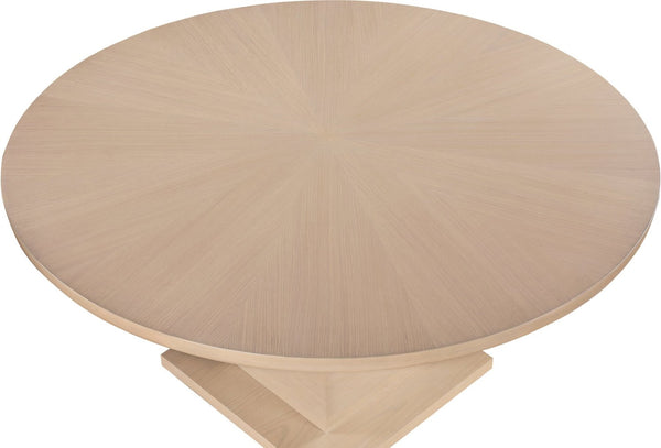 Meridian Furniture Rishal Square Dining Table with Sculptural Geometric Base Seats Six for Modern Interiors Natural 944Natural-T