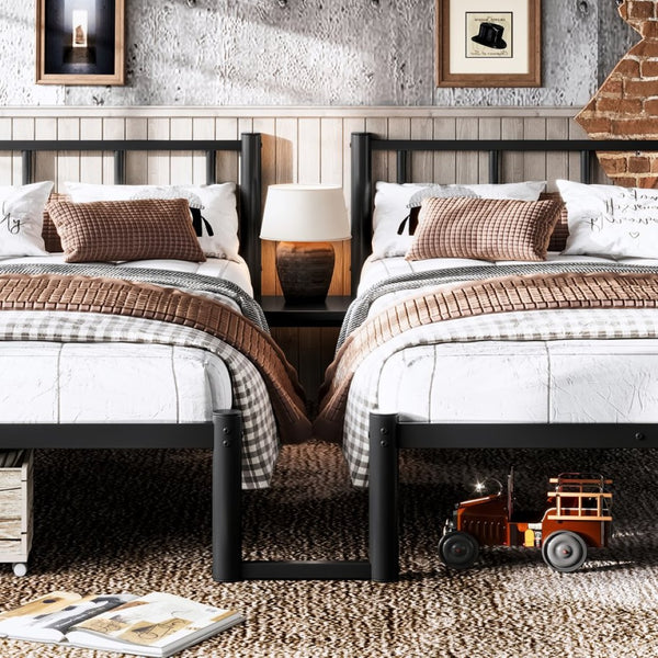 English Elm Twin Triple Bunk Bed Metal L-shaped Frame Sleeps Three Kids White Finish Black W1580S00615