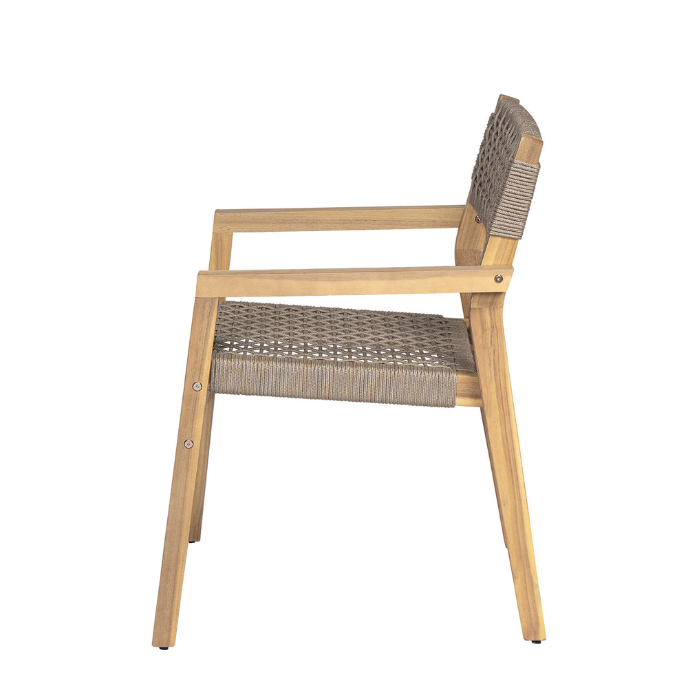 English Elm Christopher Knight Home® - Outdoor Rope Woven Acacia Dining Chair Set with Breathable Backrest and Durable Weather‑Resistant Wood Light Teak 39.5 L x 24.25 W x 10.25 H N776P247440L