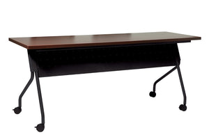 OSP Home Furnishings 6' 6 Foot Flip Top Nesting Training Table with Laminate Work Surface for Classrooms Mahogany Black 84226BM