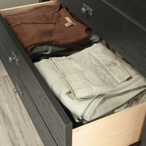 English Elm 4-Drawer Chest – Sleek Black Finish, Durable Engineered Wood, Contemporary Farmhouse Style, Easy Assembly B356P402626