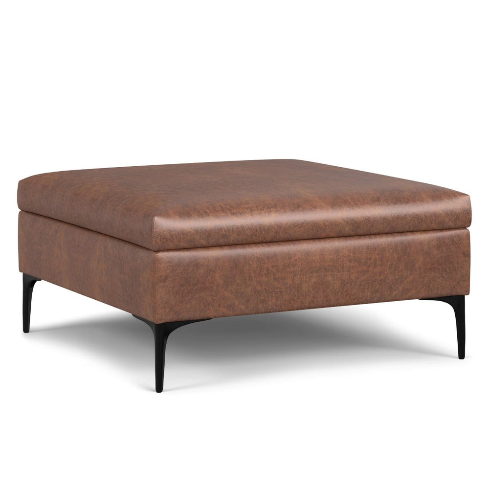 English Elm Rebecca Versatile Storage Ottoman Coffee Table With Lift-Up Lid, Stylish Faux Leather & Iron Legs B136P252698-GIGA