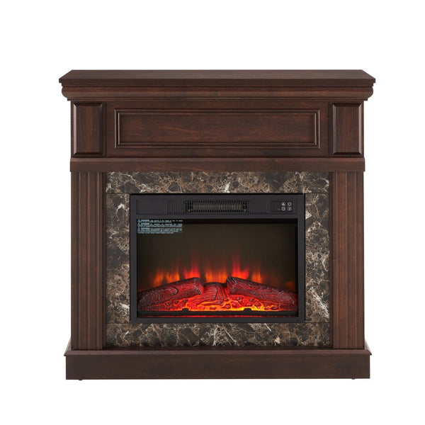 English Elm Electric Fireplace Mantel Surround with 23 Inch Insert Remote Raised Panel Wood Finish Cherry W2275S00044