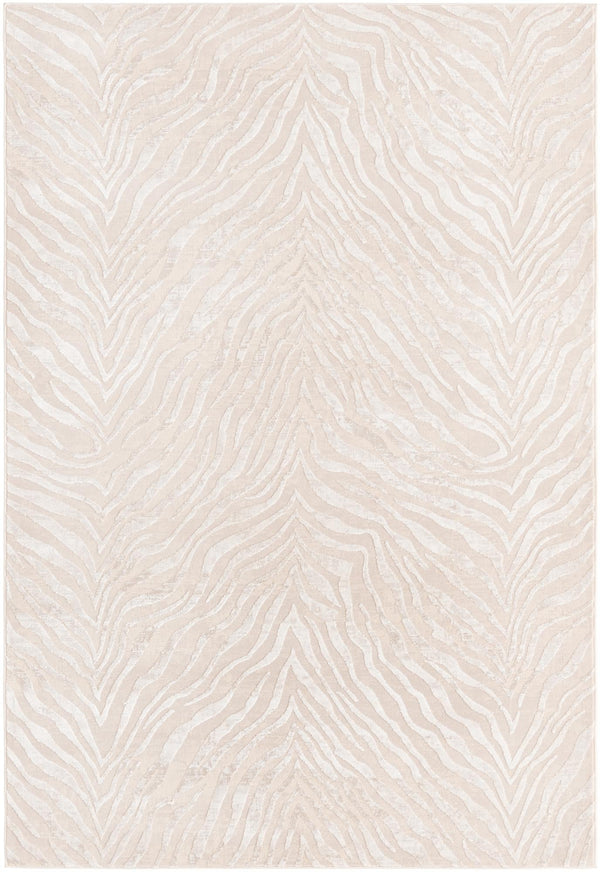 Unique Loom Finsbury Meghan Machine Made Animal Print Rug Ivory Beige,  5' 3" x 8' 0"