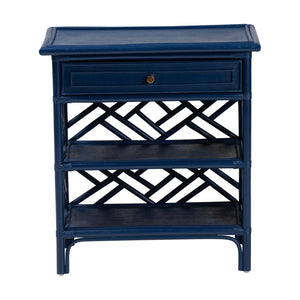 English Elm Bohemian Woven Rattan Nightstand with Geometric Drawer for Organic Bedroom Styling B2750P467856