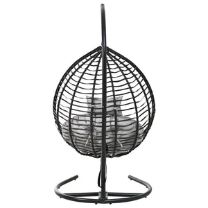 English Elm U_style Wicker Hanging Egg Chair with Stand Foldable Indoor Outdoor Swing Seat Black+ Gray N711P389502E