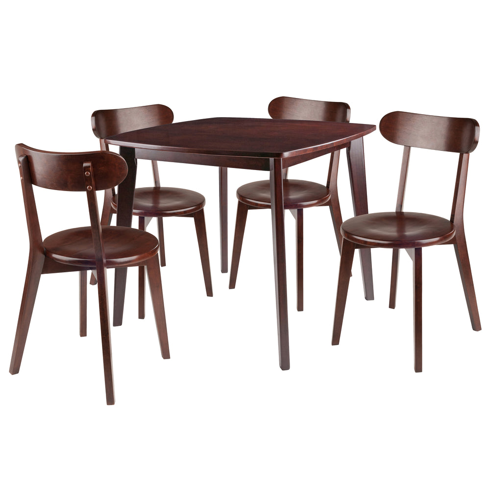Winsome Wood Pauline 5-piece Dining Set With Walnut H-leg Table & Curved Back Chairs - Perfect For Small Spaces! Walnut Solid ,Composite Wood 94504-winsome-wood
