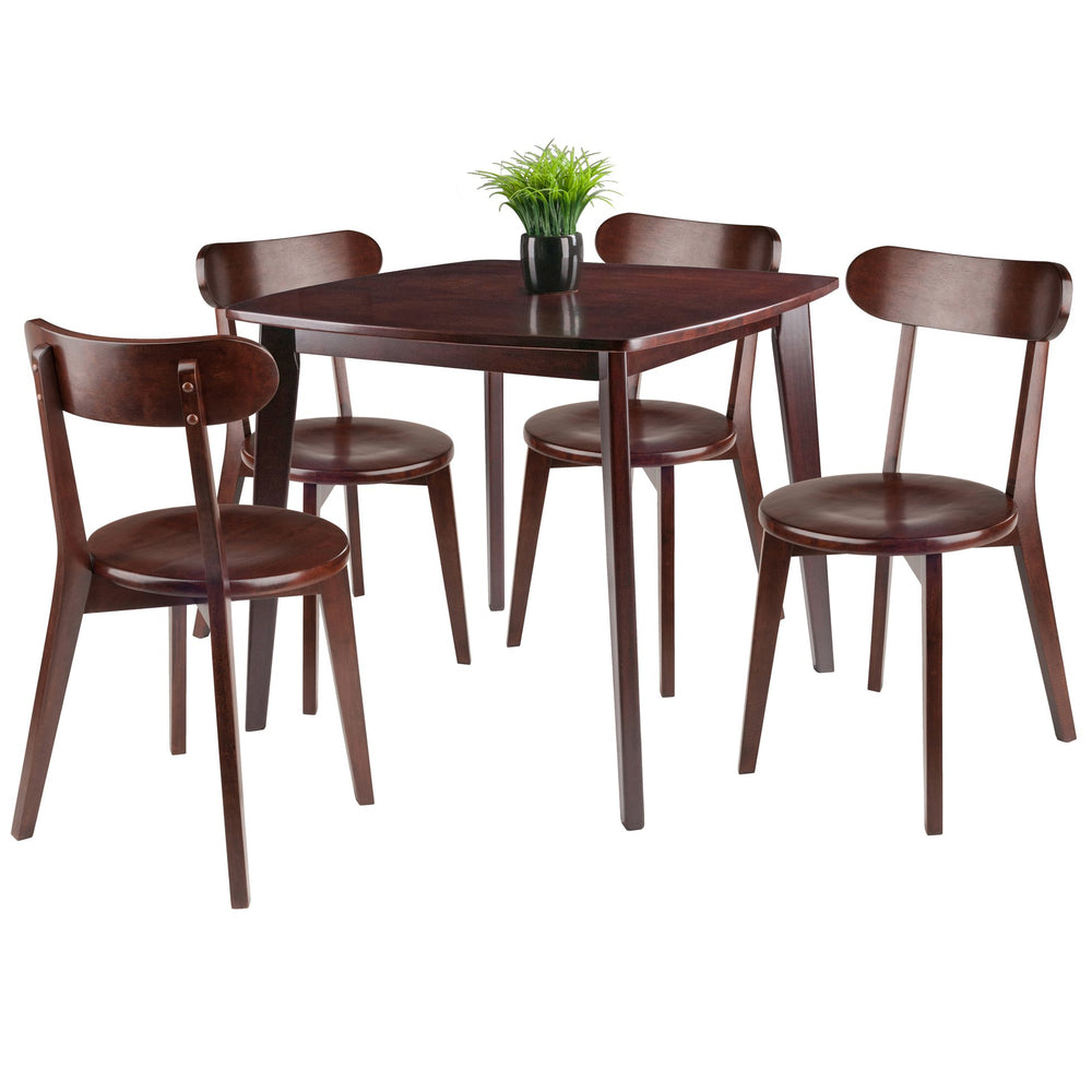 Winsome Wood Pauline 5-piece Dining Set With Walnut H-leg Table & Curved Back Chairs - Perfect For Small Spaces! Walnut Solid ,Composite Wood 94504-winsome-wood