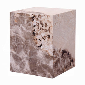 English Elm Modern Luxury Square End Table Engineered Stone Finish ECC Waterproof Heat & Stain Resistant Chic Centerpiece Antique White 19.25 L x 19 W x 24 H B2741P333942