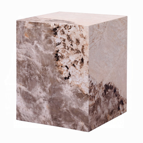 English Elm Modern Luxury Square End Table Engineered Stone Finish ECC Waterproof Heat & Stain Resistant Chic Centerpiece Antique White 19.25 L x 19 W x 24 H B2741P333942