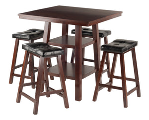Winsome Wood Orlando 5-piece High Table Set With Cushioned Stools – Stylish Storage For Dining & Workspace Use Walnut Solid ,Composite Wood 94506-winsome-wood