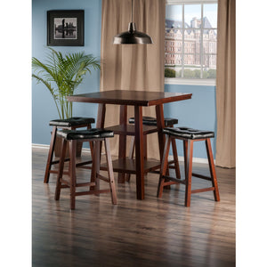 Winsome Wood Orlando 5-piece High Table Set With Cushioned Stools – Stylish Storage For Dining & Workspace Use Walnut Solid ,Composite Wood 94506-winsome-wood