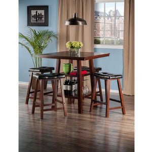 Winsome Wood Orlando 5-piece High Table Set With Cushioned Stools – Stylish Storage For Dining & Workspace Use Walnut Solid ,Composite Wood 94506-winsome-wood