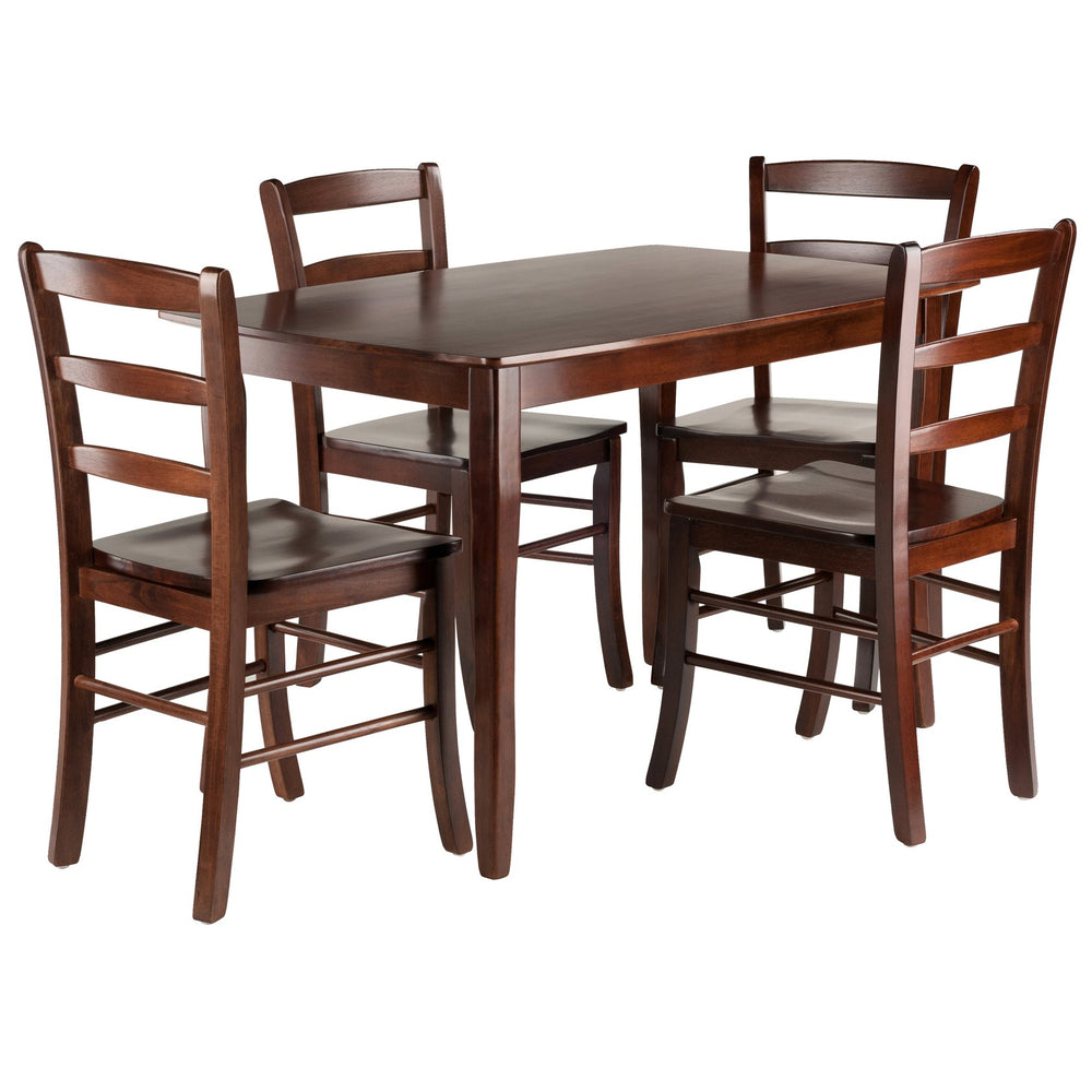 Winsome Wood Inglewood 5-piece Dining Set With Elegant Ladder-back Chairs, Solid Wood, Rich Walnut Finish, Modern Style Walnut Solid Wood 94508-winsome-wood