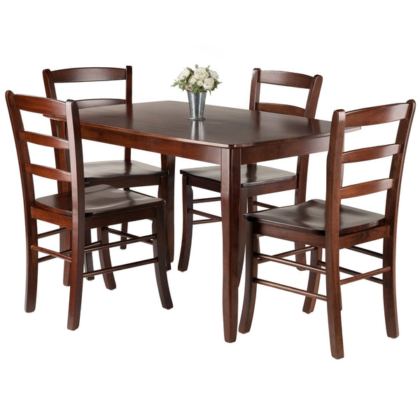 Winsome Wood Inglewood 5-piece Dining Set With Elegant Ladder-back Chairs, Solid Wood, Rich Walnut Finish, Modern Style Walnut Solid Wood 94508-winsome-wood