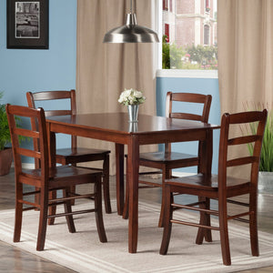 Winsome Wood Inglewood 5-piece Dining Set With Elegant Ladder-back Chairs, Solid Wood, Rich Walnut Finish, Modern Style Walnut Solid Wood 94508-winsome-wood