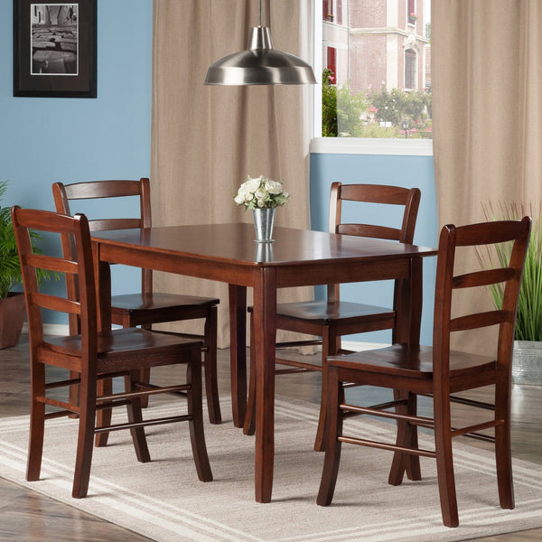 Winsome Wood Inglewood 5-piece Dining Set With Elegant Ladder-back Chairs, Solid Wood, Rich Walnut Finish, Modern Style Walnut Solid Wood 94508-winsome-wood