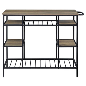 English Elm Rustic Kitchen Island With Open Shelving And Sturdy Black Frame – Perfect For Storage & Prep B062P184581-GIGA
