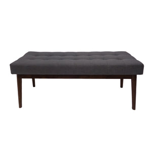 English Elm Christopher Knight Home® - Mid-Century Upholstered Storage Bench with Button-Tufted Top, Walnut Legs, Handcrafted Accent Seat Grey 61147.00GRY