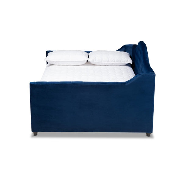 Baxton Studio Baxton Studio Perry Elegant Royal Blue Velvet Daybed with Trundle - Modern and Stylish Sleeping Solution Queen CF8940-Navy Blue-Daybed-Q/T