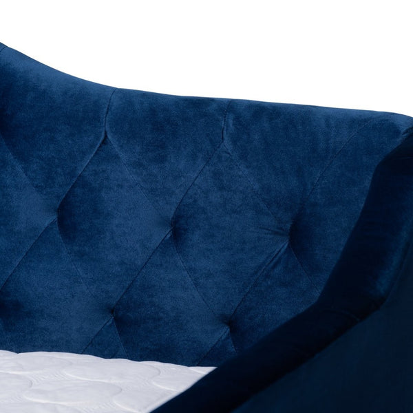 Baxton Studio Baxton Studio Perry Elegant Royal Blue Velvet Daybed with Trundle - Modern and Stylish Sleeping Solution Queen CF8940-Navy Blue-Daybed-Q/T