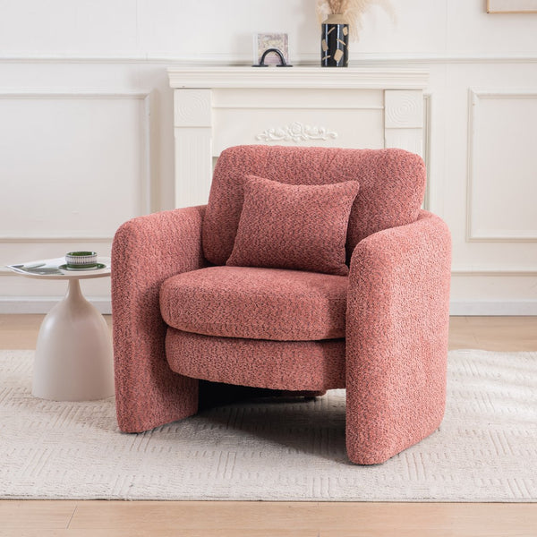English Elm Rounded Corner Modern Chair Chenille Upholstered Ergonomic Seat Spacious Comfort Durable Style Red W3206P298325
