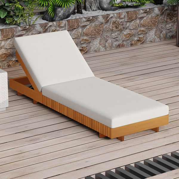 English Elm Christopher Knight Home® - Lounge Chaise Set - Elegant Acacia Wood With Cream Cushion, Ergonomic Design & Adjustable Comfort N770P281696C_65429.00CUSH