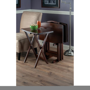 Winsome Wood Darryl 5-piece Snack Table Set - Oversized Walnut Folding Tables For Effortless Entertaining & Storage Walnut Solid ,Composite Wood 94517-winsome-wood