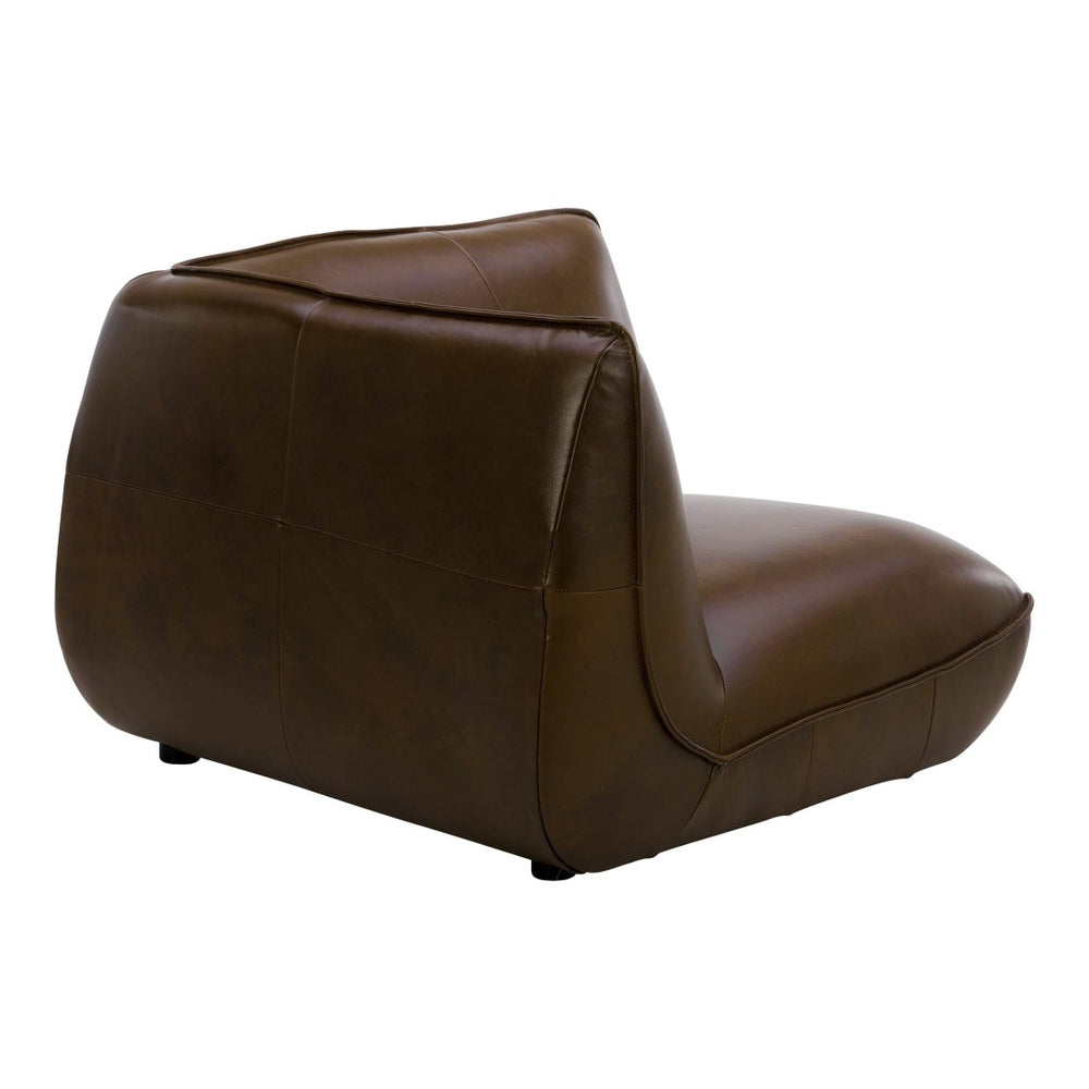 English Elm Zeppelin Top-grain Aniline Leather Corner Chair with Patina-rich Hickory Finish B2769P504212