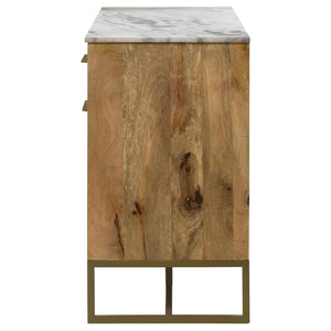 English Elm Paloma Herringbone Mango Wood Sideboard with Marble Top and Gold Legs B062P447721