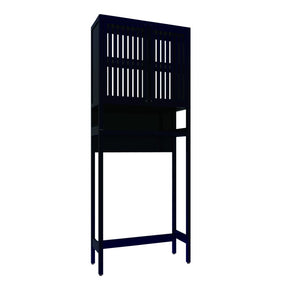 English Elm Toilet Side Bamboo Tower with Louvered Doors Open Shelf Freestanding Bathroom Organizer W2207P334026