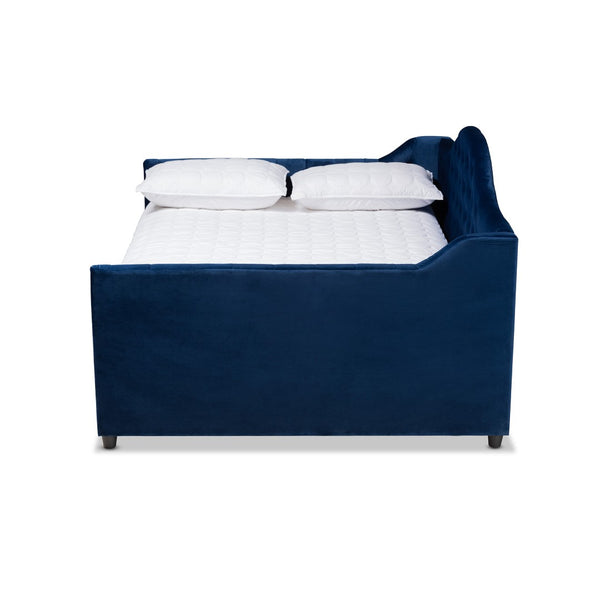 Baxton Studio Baxton Studio Perry Luxurious Royal Blue Velvet Daybed with Button Tufting for Stylish Comfort CF8940-Navy Blue-Daybed-F