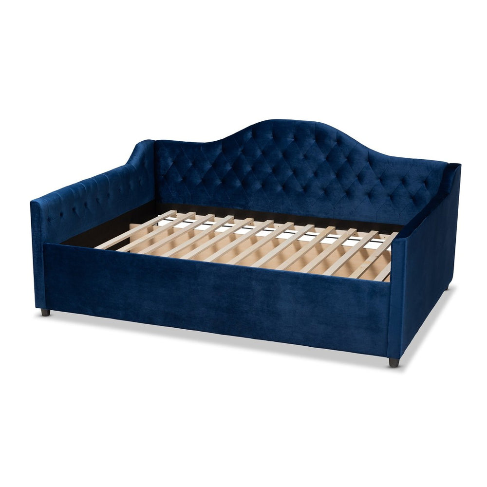 Baxton Studio Baxton Studio Perry Luxurious Royal Blue Velvet Daybed with Button Tufting for Stylish Comfort CF8940-Navy Blue-Daybed-F
