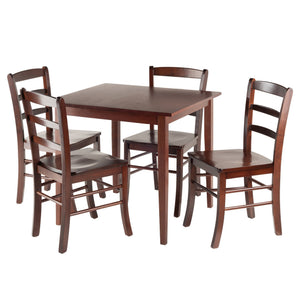 Winsome Wood Groveland 5-piece Dining Set With Ladder-back Chairs In Rich Walnut – Perfect For Compact Spaces! Walnut Solid Wood 94532-winsome-wood