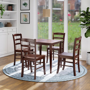 Winsome Wood Groveland 5-piece Dining Set With Ladder-back Chairs In Rich Walnut – Perfect For Compact Spaces! Walnut Solid Wood 94532-winsome-wood