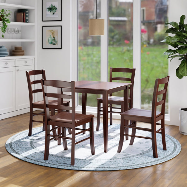 Winsome Wood Groveland 5-piece Dining Set With Ladder-back Chairs In Rich Walnut – Perfect For Compact Spaces! Walnut Solid Wood 94532-winsome-wood