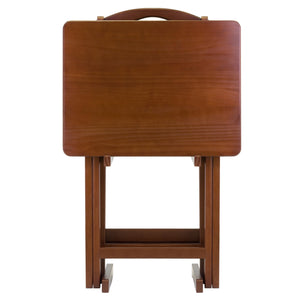 Winsome Wood Alex 5-piece Snack Table Set In Rich Walnut – Stylish, Foldable, And Space-saving For Easy Entertaining! Walnut Solid Wood 94533-winsome-wood