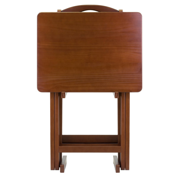 Winsome Wood Alex 5-piece Snack Table Set In Rich Walnut – Stylish, Foldable, And Space-saving For Easy Entertaining! Walnut Solid Wood 94533-winsome-wood