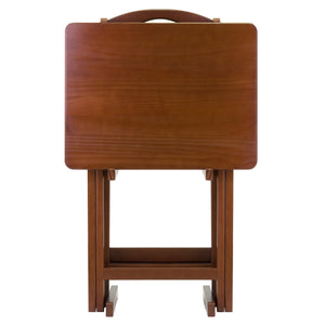 Winsome Wood Alex 5-piece Snack Table Set In Rich Walnut – Stylish, Foldable, And Space-saving For Easy Entertaining! Walnut Solid Wood 94533-winsome-wood