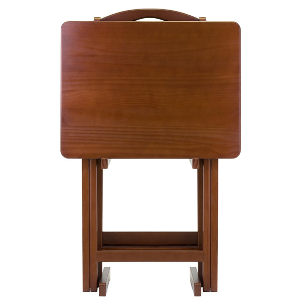 Winsome Wood Alex 5-piece Snack Table Set In Rich Walnut – Stylish, Foldable, And Space-saving For Easy Entertaining! Walnut Solid Wood 94533-winsome-wood