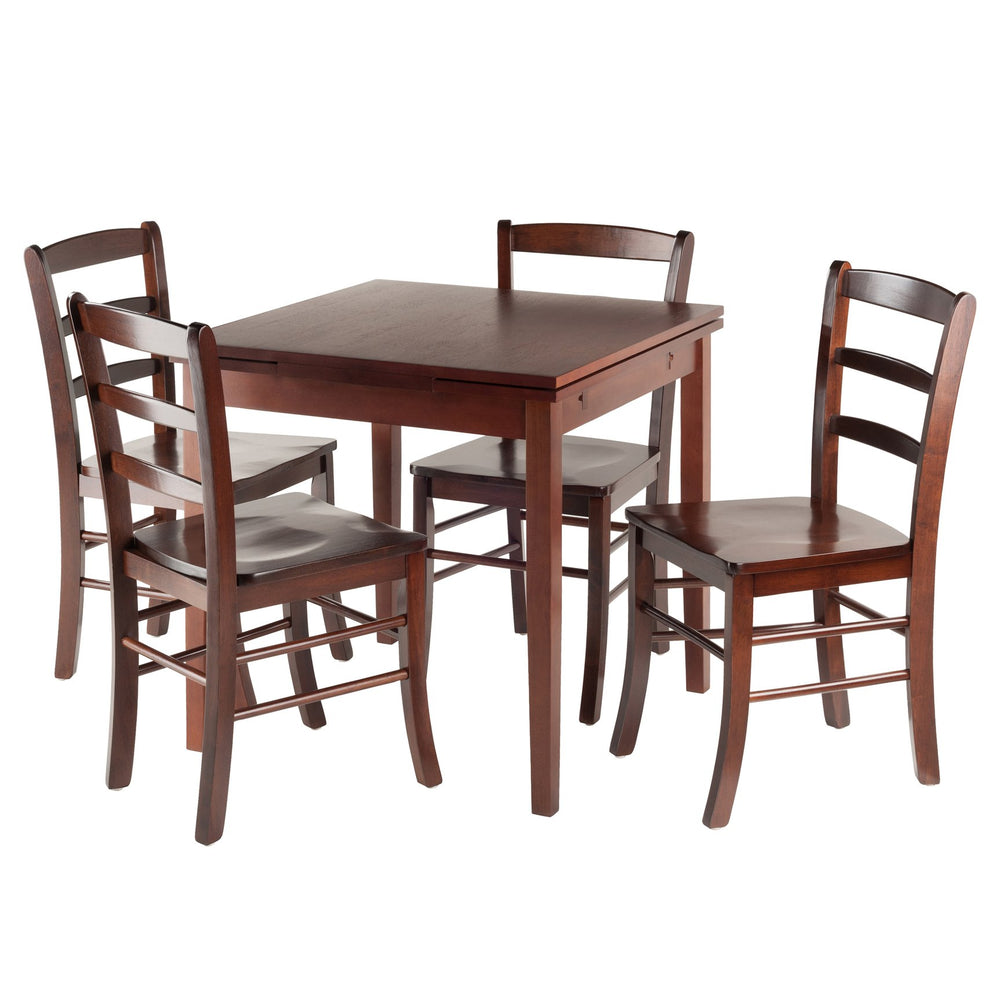 Winsome Wood Pulman 5-piece Extendable Dining Set With Ladder-back Chairs, Space-saving Walnut Design, Assembly Required Walnut Solid Wood 94535-winsome-wood