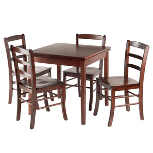 Winsome Wood Pulman 5-piece Extendable Dining Set With Ladder-back Chairs, Space-saving Walnut Design, Assembly Required Walnut Solid Wood 94535-winsome-wood