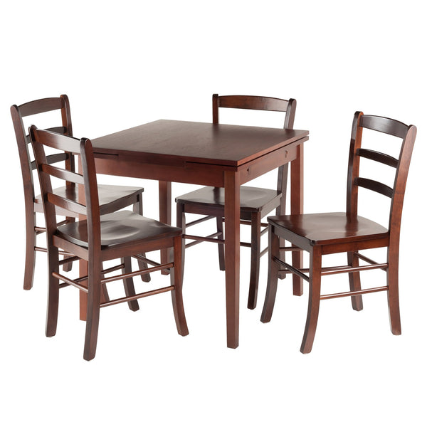 Winsome Wood Pulman 5-piece Extendable Dining Set With Ladder-back Chairs, Space-saving Walnut Design, Assembly Required Walnut Solid Wood 94535-winsome-wood
