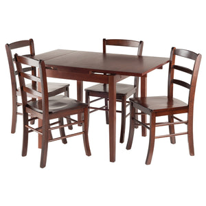 Winsome Wood Pulman 5-piece Extendable Dining Set With Ladder-back Chairs, Space-saving Walnut Design, Assembly Required Walnut Solid Wood 94535-winsome-wood