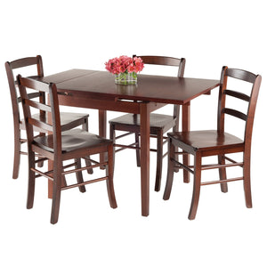 Winsome Wood Pulman 5-piece Extendable Dining Set With Ladder-back Chairs, Space-saving Walnut Design, Assembly Required Walnut Solid Wood 94535-winsome-wood