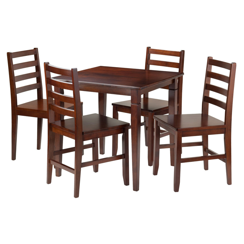 Winsome Wood Kingsgate 5-piece Walnut Dining Table Set With Ladder-back Chairs - Sleek, Modern Design For Any Space! Walnut Solid Wood 94537-winsome-wood
