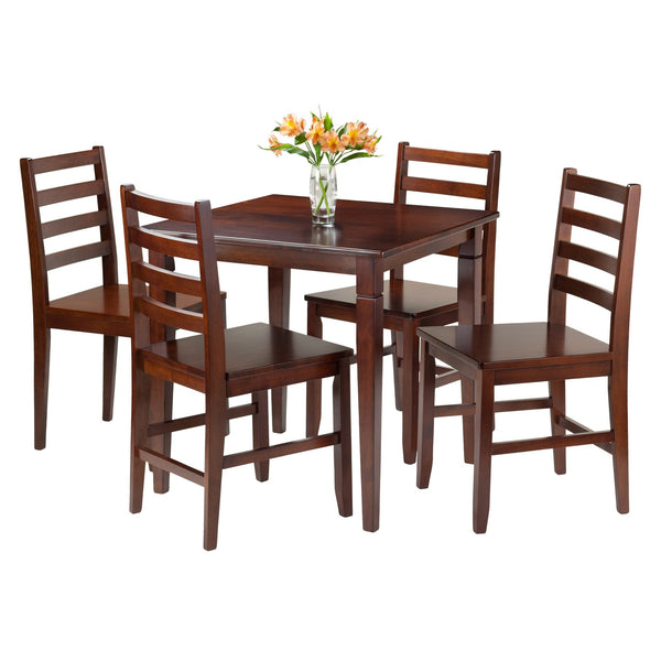 Winsome Wood Kingsgate 5-piece Walnut Dining Table Set With Ladder-back Chairs - Sleek, Modern Design For Any Space! Walnut Solid Wood 94537-winsome-wood