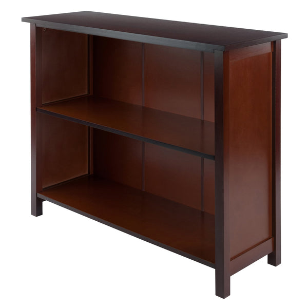 Winsome Wood Milan 2-section Wide Bookcase In Rich Walnut - Stylish Storage For Books, Collectibles & More! Walnut Solid ,Composite Wood 94539-winsome-wood