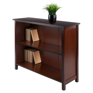Winsome Wood Milan 2-section Wide Bookcase In Rich Walnut - Stylish Storage For Books, Collectibles & More! Walnut Solid ,Composite Wood 94539-winsome-wood
